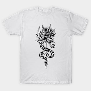 Snake and flower (Black version) T-Shirt